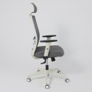 Кресло поворотное ARCUS, серая сетка+ткань/белый полиамид, коллекция AKSPRIME